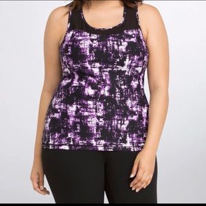 Torrid Active Workout Purple Black Shadow Print Mesh Sports Bra Tank Top
